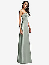 Side View Thumbnail - Willow Green Bustier A-Line Maxi Dress with Adjustable Spaghetti Straps