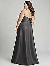 Alt View 3 Thumbnail - Caviar Gray Strapless Bias Cuff Bodice Satin Gown with Pockets