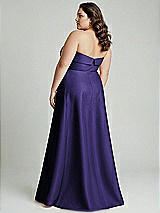 Alt View 3 Thumbnail - Grape Strapless Bias Cuff Bodice Satin Gown with Pockets