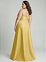 Alt View 3 Thumbnail - Maize Strapless Bias Cuff Bodice Satin Gown with Pockets
