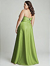 Alt View 3 Thumbnail - Mojito Strapless Bias Cuff Bodice Satin Gown with Pockets