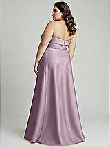 Alt View 3 Thumbnail - Suede Rose Strapless Bias Cuff Bodice Satin Gown with Pockets
