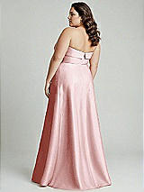 Alt View 3 Thumbnail - Ballet Pink Strapless Bias Cuff Bodice Satin Gown with Pockets