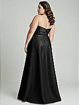 Alt View 3 Thumbnail - Black Strapless Bias Cuff Bodice Satin Gown with Pockets