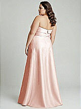 Alt View 3 Thumbnail - Blush Strapless Bias Cuff Bodice Satin Gown with Pockets