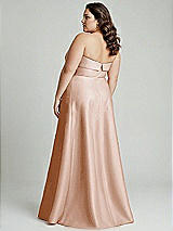 Alt View 3 Thumbnail - Cameo Strapless Bias Cuff Bodice Satin Gown with Pockets