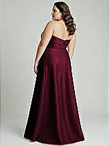 Alt View 3 Thumbnail - Cabernet Strapless Bias Cuff Bodice Satin Gown with Pockets