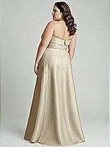 Alt View 3 Thumbnail - Champagne Strapless Bias Cuff Bodice Satin Gown with Pockets