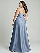 Alt View 3 Thumbnail - Cloudy Strapless Bias Cuff Bodice Satin Gown with Pockets
