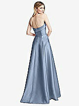 Rear View Thumbnail - Cloudy Strapless Bias Cuff Bodice Satin Gown with Pockets