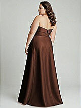 Alt View 3 Thumbnail - Cognac Strapless Bias Cuff Bodice Satin Gown with Pockets