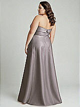Alt View 3 Thumbnail - Cashmere Gray Strapless Bias Cuff Bodice Satin Gown with Pockets