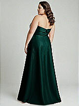Alt View 3 Thumbnail - Evergreen Strapless Bias Cuff Bodice Satin Gown with Pockets