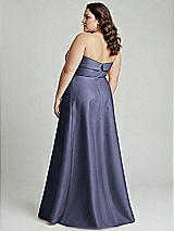 Alt View 3 Thumbnail - French Blue Strapless Bias Cuff Bodice Satin Gown with Pockets