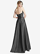 Alt View 4 Thumbnail - Gunmetal Strapless Bias Cuff Bodice Satin Gown with Pockets