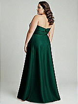 Alt View 3 Thumbnail - Hunter Green Strapless Bias Cuff Bodice Satin Gown with Pockets
