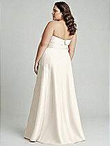 Alt View 2 Thumbnail - Ivory Strapless Bias Cuff Bodice Satin Gown with Pockets