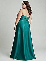 Alt View 3 Thumbnail - Jade Strapless Bias Cuff Bodice Satin Gown with Pockets