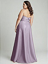 Alt View 3 Thumbnail - Lilac Haze Strapless Bias Cuff Bodice Satin Gown with Pockets