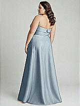 Alt View 3 Thumbnail - Mist Strapless Bias Cuff Bodice Satin Gown with Pockets