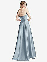 Rear View Thumbnail - Mist Strapless Bias Cuff Bodice Satin Gown with Pockets