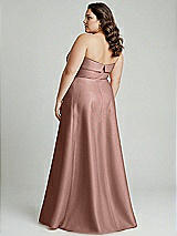 Alt View 3 Thumbnail - Neu Nude Strapless Bias Cuff Bodice Satin Gown with Pockets