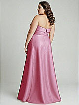 Alt View 3 Thumbnail - Powder Pink Strapless Bias Cuff Bodice Satin Gown with Pockets