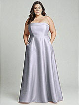 Alt View 2 Thumbnail - Silver Dove Strapless Bias Cuff Bodice Satin Gown with Pockets