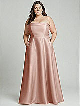 Alt View 2 Thumbnail - Toasted Sugar Strapless Bias Cuff Bodice Satin Gown with Pockets