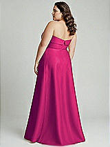 Alt View 3 Thumbnail - Think Pink Strapless Bias Cuff Bodice Satin Gown with Pockets