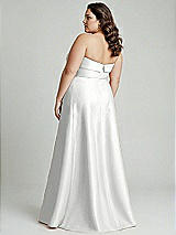 Alt View 3 Thumbnail - White Strapless Bias Cuff Bodice Satin Gown with Pockets