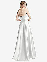 Rear View Thumbnail - White Strapless Bias Cuff Bodice Satin Gown with Pockets