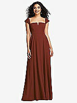 Alt View 1 Thumbnail - Auburn Moon Off-the-Shoulder Pleated Cap Sleeve A-line Maxi Dress