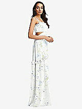 Side View Thumbnail - Bleu Garden Ruffle-Trimmed Cutout Tie-Back Maxi Dress with Tiered Skirt