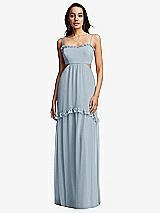 Front View Thumbnail - Mist Ruffle-Trimmed Cutout Tie-Back Maxi Dress with Tiered Skirt