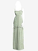 Front View Thumbnail - Vintage Primrose Sage Ruffle-Trimmed Cutout Tie-Back Maxi Dress with Tiered Skirt