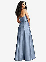 Rear View Thumbnail - Cloudy Strapless Bustier A-Line Satin Gown with Front Slit