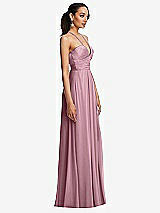 Side View Thumbnail - Dusty Pink Plunging V-Neck Criss Cross Strap Back Maxi Dress