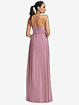 Rear View Thumbnail - Dusty Pink Plunging V-Neck Criss Cross Strap Back Maxi Dress