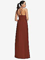 Rear View Thumbnail - Auburn Moon Plunging V-Neck Criss Cross Strap Back Maxi Dress