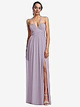 Front View Thumbnail - Lilac Haze Plunging V-Neck Criss Cross Strap Back Maxi Dress