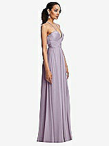 Side View Thumbnail - Lilac Haze Plunging V-Neck Criss Cross Strap Back Maxi Dress