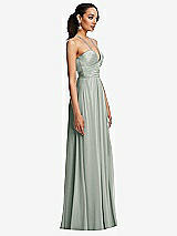 Side View Thumbnail - Willow Green Plunging V-Neck Criss Cross Strap Back Maxi Dress