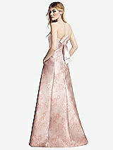 Side View Thumbnail - Bow And Blossom Print Strapless A-line Floral Satin Gown with Modern Bow Detail