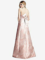 Rear View Thumbnail - Bow And Blossom Print Strapless A-line Floral Satin Gown with Modern Bow Detail