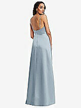 Rear View Thumbnail - Mist Adjustable Strap A-Line Faux Wrap Maxi Dress