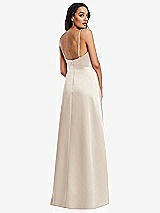 Rear View Thumbnail - Oat Adjustable Strap A-Line Faux Wrap Maxi Dress