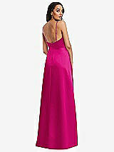 Rear View Thumbnail - Think Pink Adjustable Strap A-Line Faux Wrap Maxi Dress