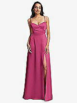 Front View Thumbnail - Tea Rose Adjustable Strap A-Line Faux Wrap Maxi Dress