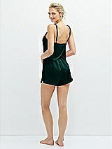 Rear View Thumbnail - Evergreen Whisper Satin Lounge Shorts with Pockets